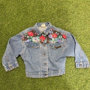 Girls' Floral Yoke Denim Jacket Made In Canada Vintage 90s